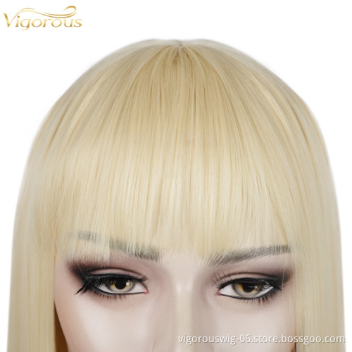 Women's Blonde Color Short Bob Wig with Hair Bang Synthetic Full Hair Wig Heat Resistant Short Straight Wig for Women